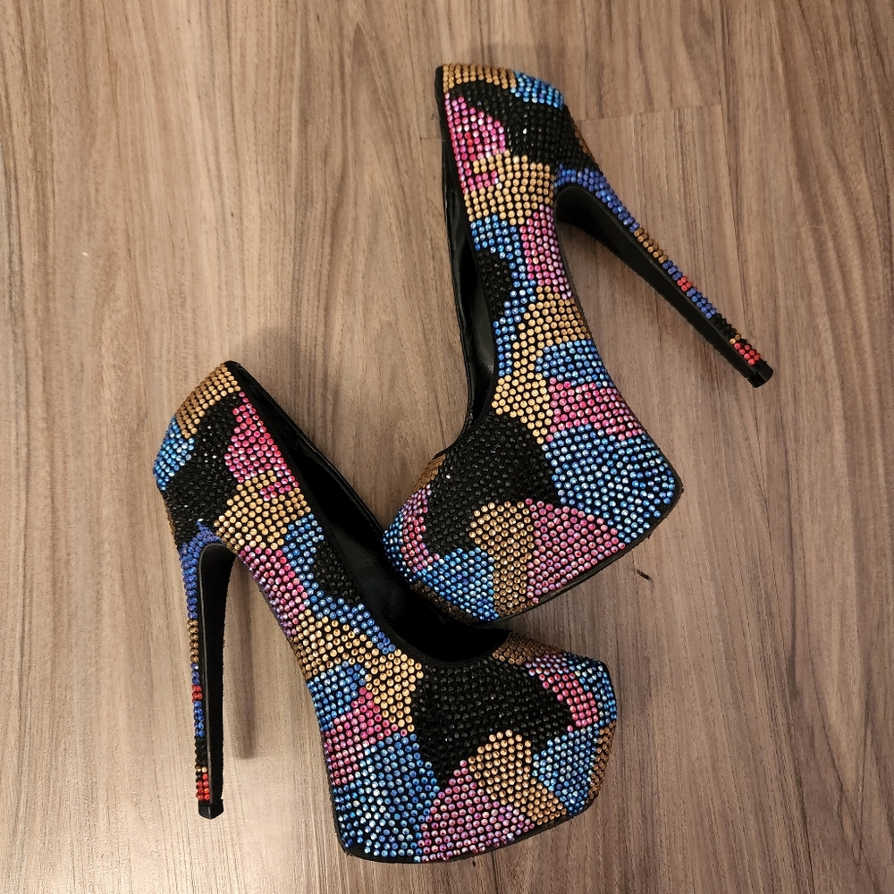 Steve Madden Multicolor Rhinestone Heels